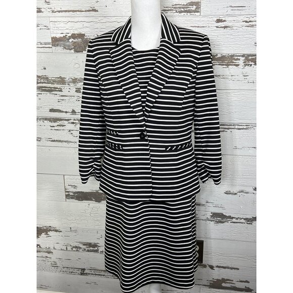 NINE WEST Dress Suit Set Black/White Size 6 NWOT - Picture 1 of 8